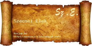 Szecsei Elek névjegykártya